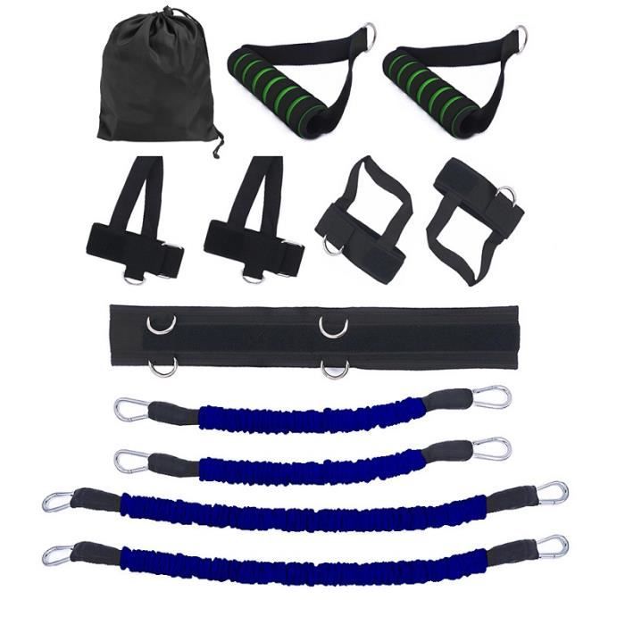12 pcs-ensemble Bandes de Elastique Résistance pour entraînement de boxe Taille et Jambes boxe exercice Bleu