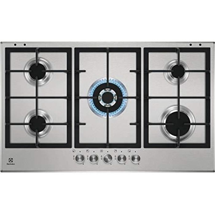 Electrolux KGS9536SX Plaque Gaz N°5 Feux Inox 90 cm