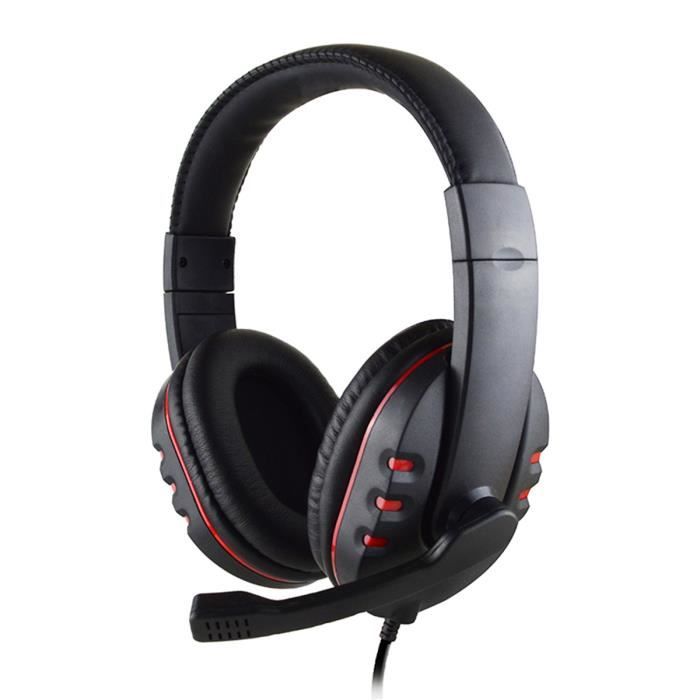 Headset Ecouteur, Casque Gaming pour PS4 Xbox one Casque Gamer avec Micro Anti Bruit Stéréo pour ordinateur portable Noir Rouge