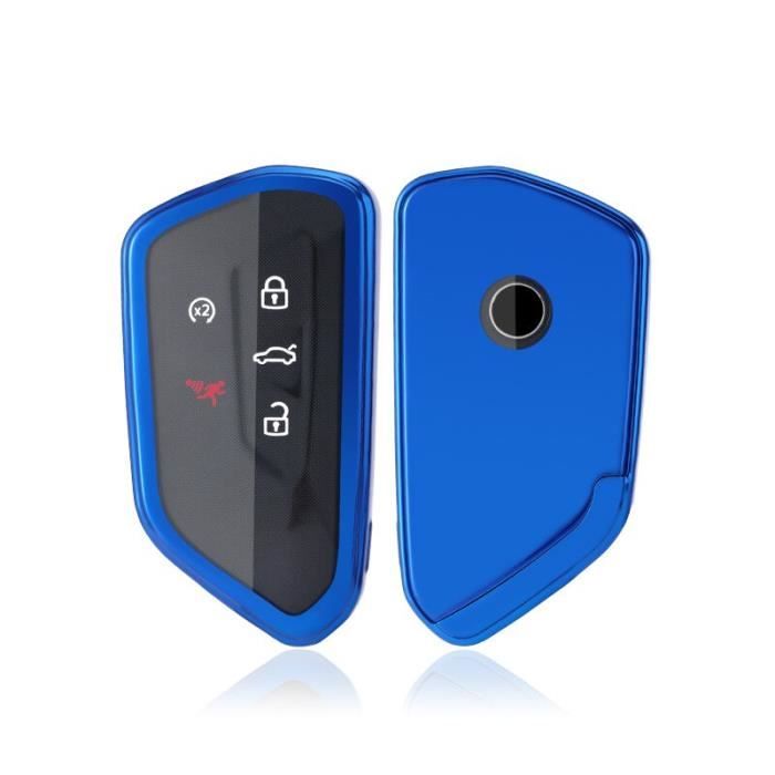 Coque clé,TPU souple clé à distance de voiture de support du couvercle de boitier Fob pour VW Golf 8 pour Seat Leon MK - Type Bleu