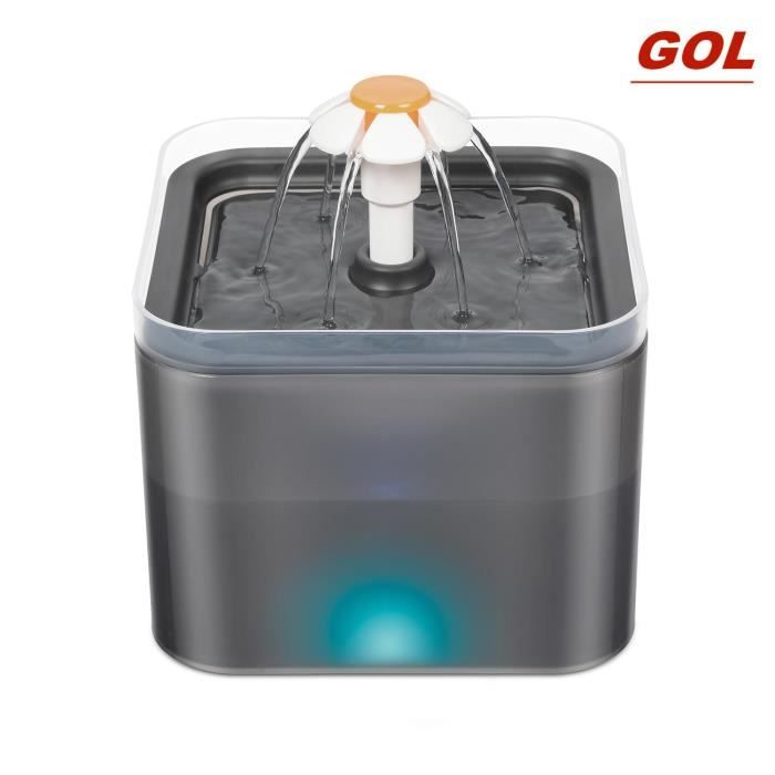 GOL 2L Fontaine à Eau pour Chat chien,Distributeur avec filtre à charbon actif, pompe à eau (gris)
