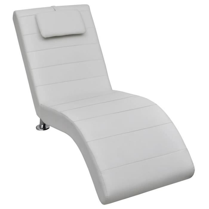 Qualité luxe© - Chaise longue avec oreiller & Chaise de relaxation Transat & Blanc Similicuir -576267