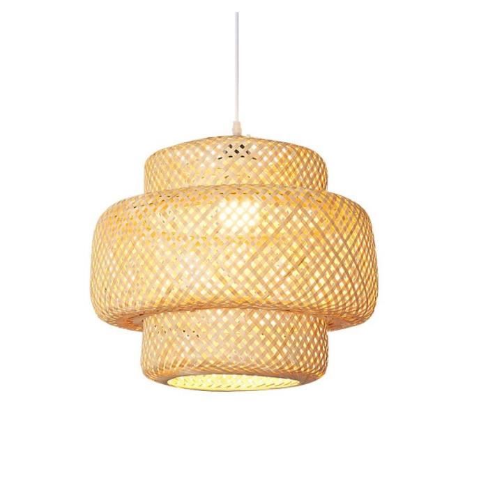 Suspension Bambou Créativité Style Japonais Salle A Manger Salon Chambre Hôtel Lustre Luminaire Grand Diametre 38*40cm