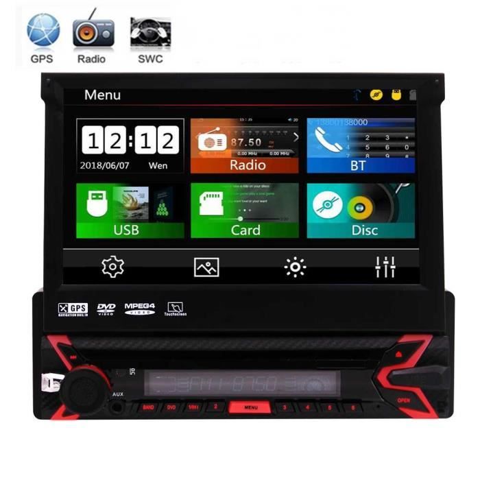 Universal Simple 1 Din 7 pouces écran tactile capacitif Autoradio GPS Navigation Autoradio Lecteur DVD de voiture Autoradio panneau