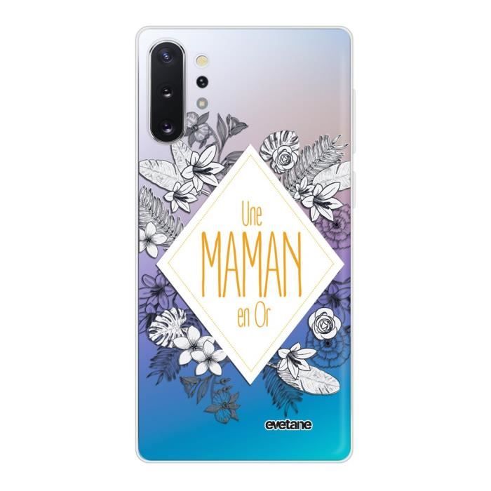 Coque pour Samsung Galaxy Note 10 Plus 360 intégrale transparente Une Maman en or Tendance Evetane.