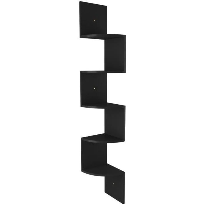 HOMDOX Étagères flottantes d'angle 5 Tier murale étagères Noir