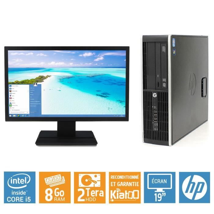 Ordinateur De Bureau hp Elite 8100 Intel Core I5 8 Go Ram 2 To Disque Dur Tft 19 Pc De Bureau Reconditionnée w10