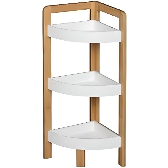 Etagère d'angle bambou blanc 3 niveaux Autres Cacao