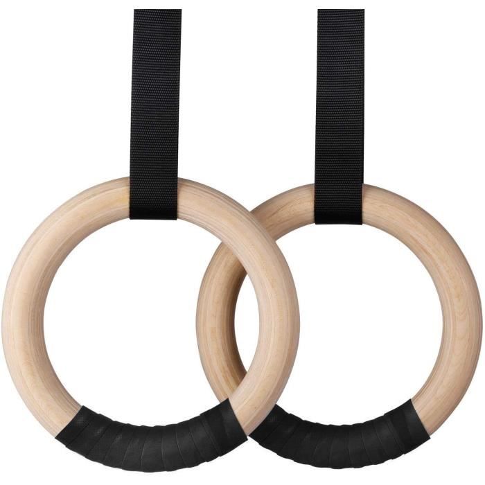 INTEY Anneaux Gymnastique en Bois, 28 mm Gym Rings Réglable Professionnel, Chargé de 250 kg, pour Crossfit Crosstraining Musculation