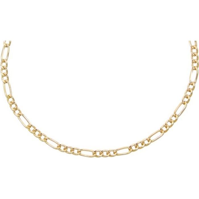 Collier / Chaîne Maille Figaro Alternée 1+3 - Or Jaune Véritable - Homme