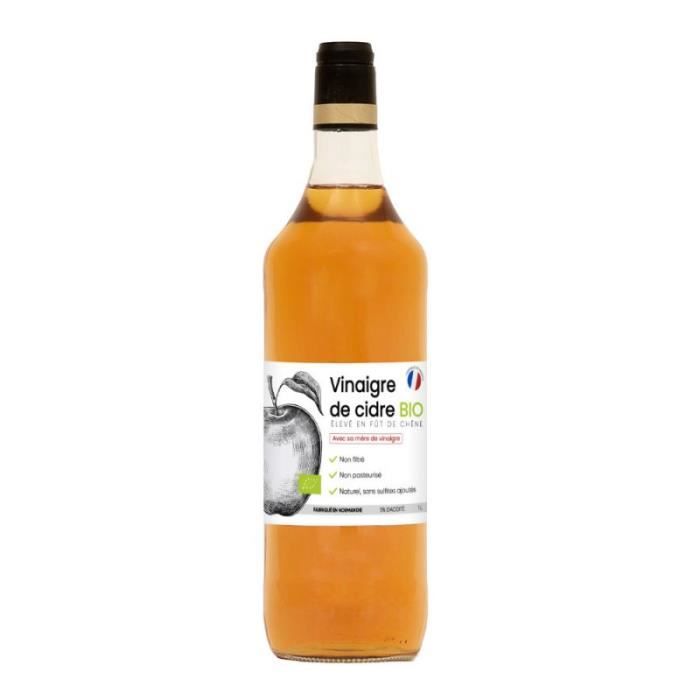 Vinaigre de cidre BIO avec sa mère de vinaigre - Non filtré, non pasteurisé, sans sulfites ajoutés