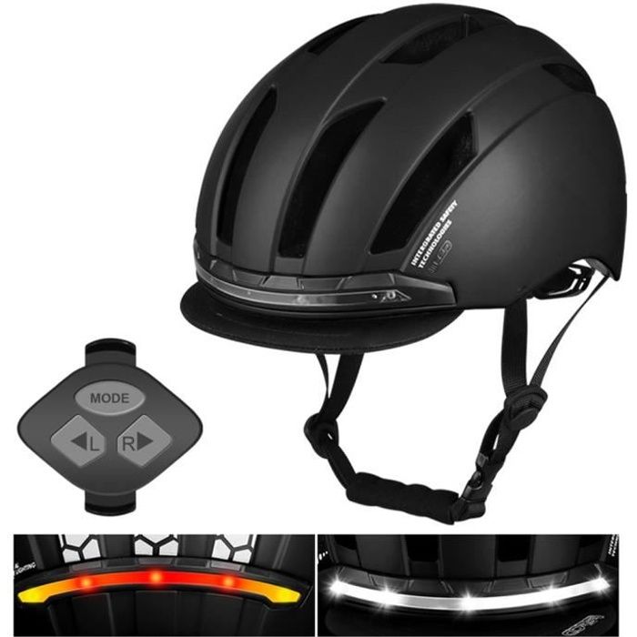 SURENHAP Casque de vélo avec clignotant à LED, casque d'avertissement de sécurité de nuit -fgh