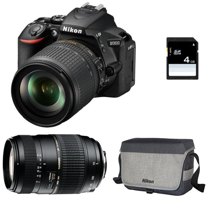 NIKON D5600 + AF-S DX 18-105mm f/3.5-5.6G ED VR + TAMRON AF 70-300mm f/4-5,6 Di LD IF Macro 1/2 GARANTI 3 ans + Sac + SD 4Go
