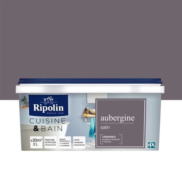 RIPOLIN Peinture Murale spéciale Cuisine & Bain - Aubergine Satin,