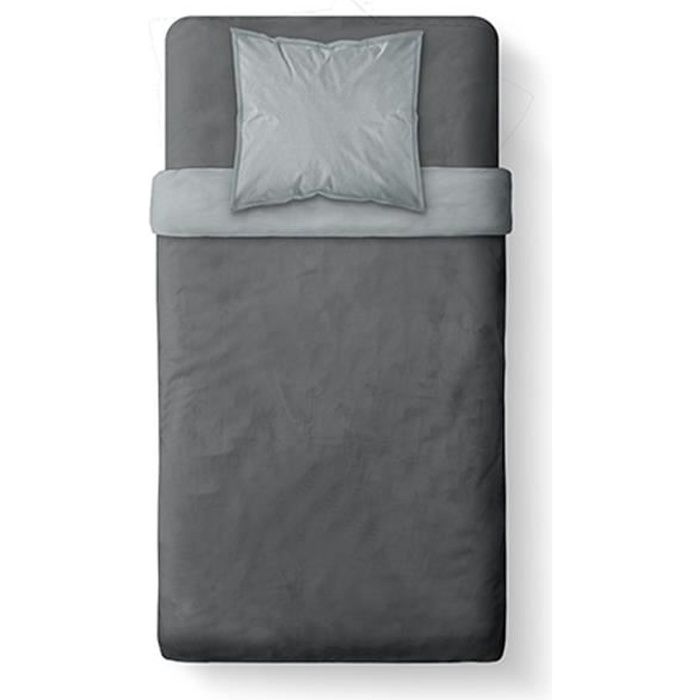 Parure de couette réversible ACCESS polyester 140x200 Canon de fusil-Zinc