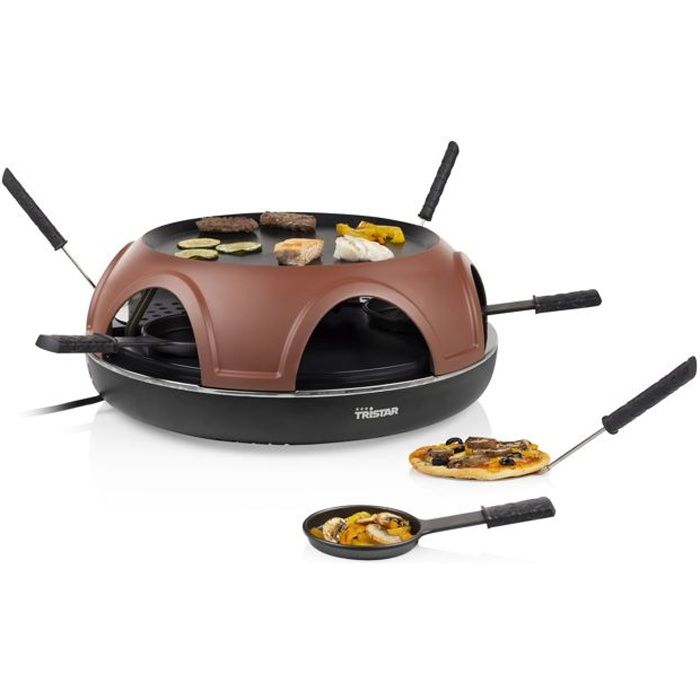 Four à mini pizzas Tristar multifonction Pizza Festa gourmet - Four à pizza, raclette et plancha - Pour 6 personnes - 1 800 W