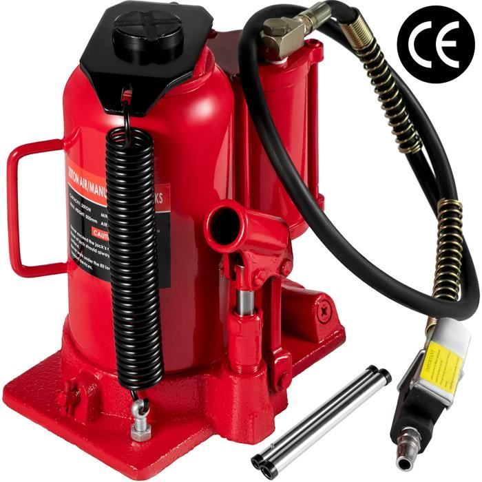 VEVOR Cric Bouteille 20 Tonnes Cric bouteille hydraulique pneumatique Pression maximale 200 PSI Levée Max 510 mm