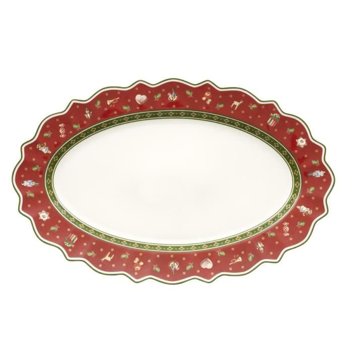 Villeroy & Boch 14-8585-2910 Plat Ovale Toy’s delight Arts de la Table de Noël Porcelaine Rouge 50,5 x 32 x 5 cm