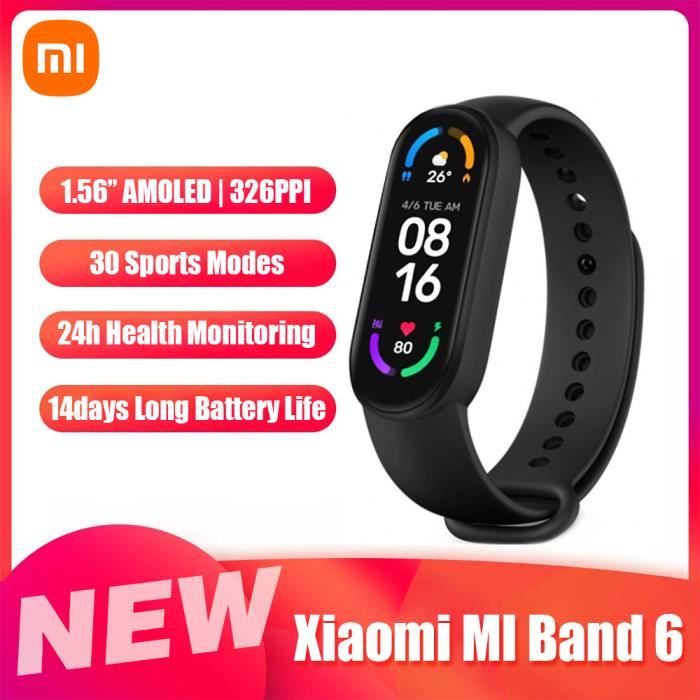 Xiaomi MI Band 6 Montre intelligente 1.56 '' AMOLED BT5.0 Fitness Tracker 30 modes sportifs - 5ATM étanche - MI Fit APP - Sommeil