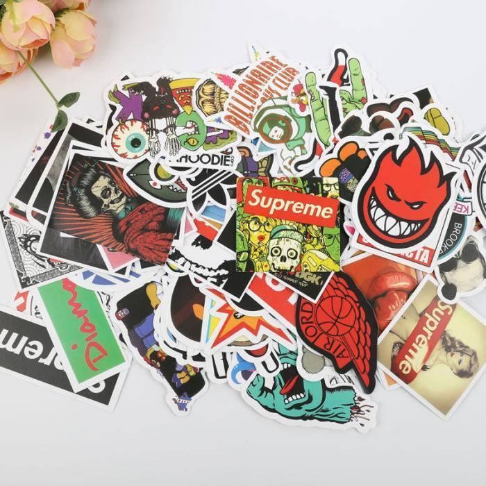 Autocollants 200 Pièces en Vinyle Imperméables Stickers pour Moto/Skate/Ordinateur Portable