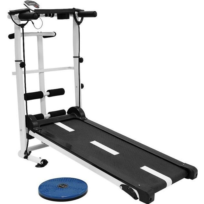 NOIR Tapis de course mécanique - Tapis roulant d'intérieur avec LCD