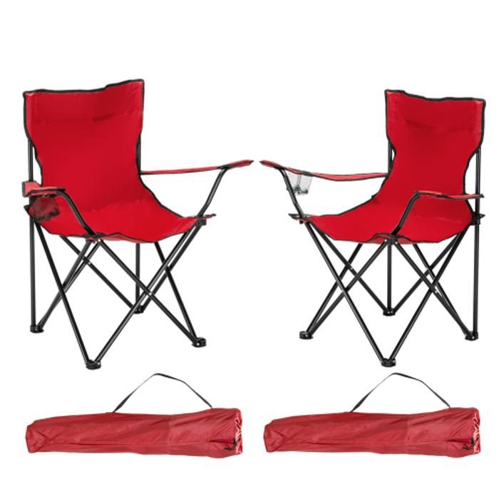 alightup chaise de camping pliante, chaise de pêche, fauteuil de camping, avec porte-boissons et sac extérieur- rouge