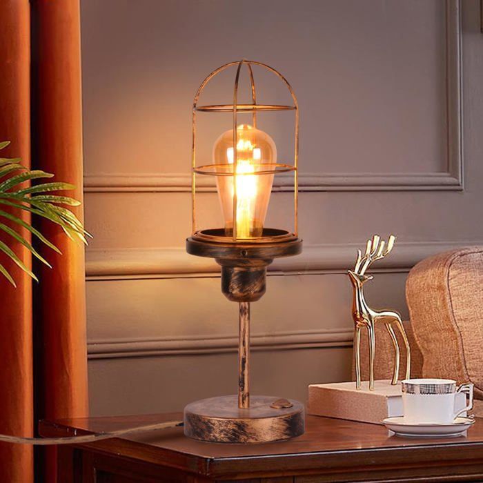 Lampe De Bureau, Lampe De Lecture, Lampe De Chevet Rétro, En Métal, Avec Col De Cygne, Orientable, Avec Interrupteur, Douille E27 (avec Ampoule, Lampe De Table Pétrole