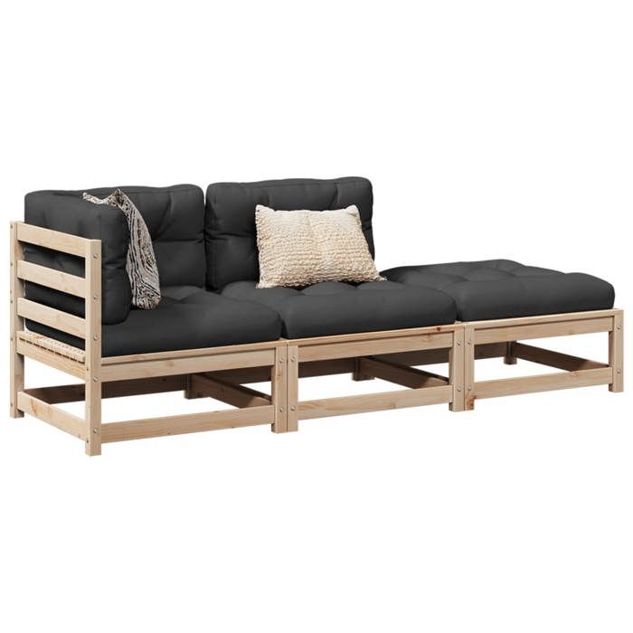 vidaXL Salon de jardin 3 pcs Bois de pin massif - vue 3