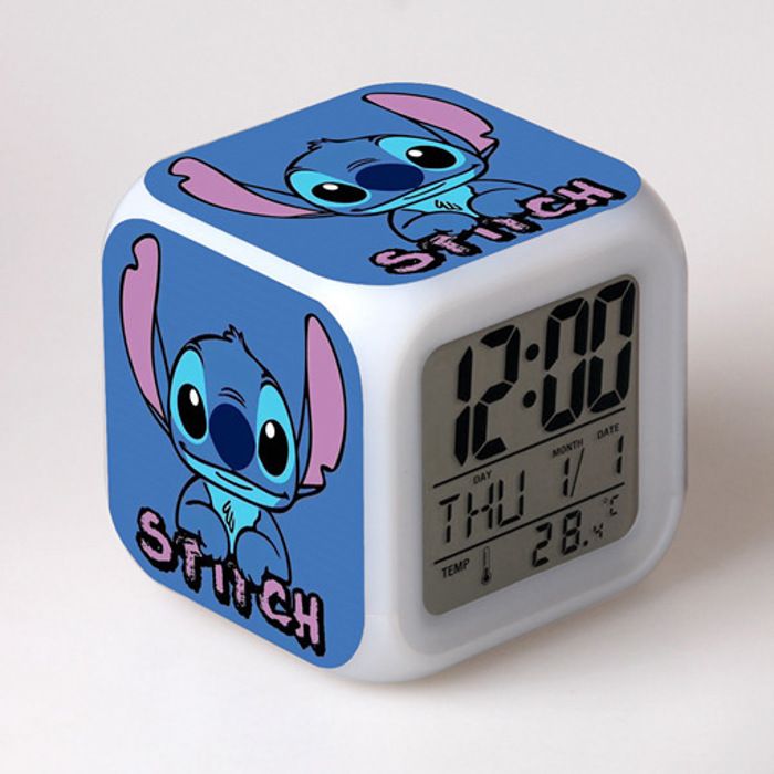 Réveil Numérique - Stitch - Bleu - Veilleuse LED - Rechargeable USB - Intelligent - Electroménager