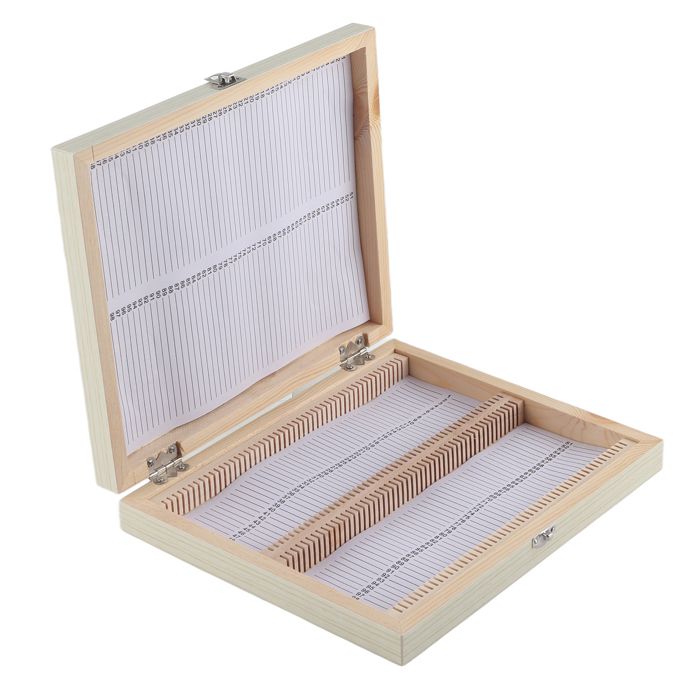 Boîte En Bois Pour Lames De Microscope - Range 100 Lames Avec Serrure, Idéal Labo