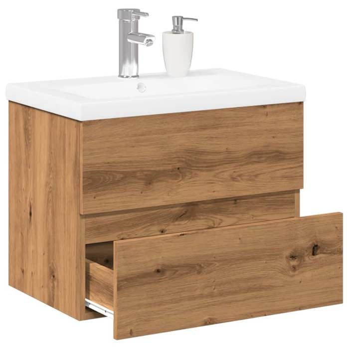 vidaXL Meuble avec vasque intégrée chêne artisanal 61x395x49 cm armoire lavabo de salle de bain meuble de salle de bain 3328922