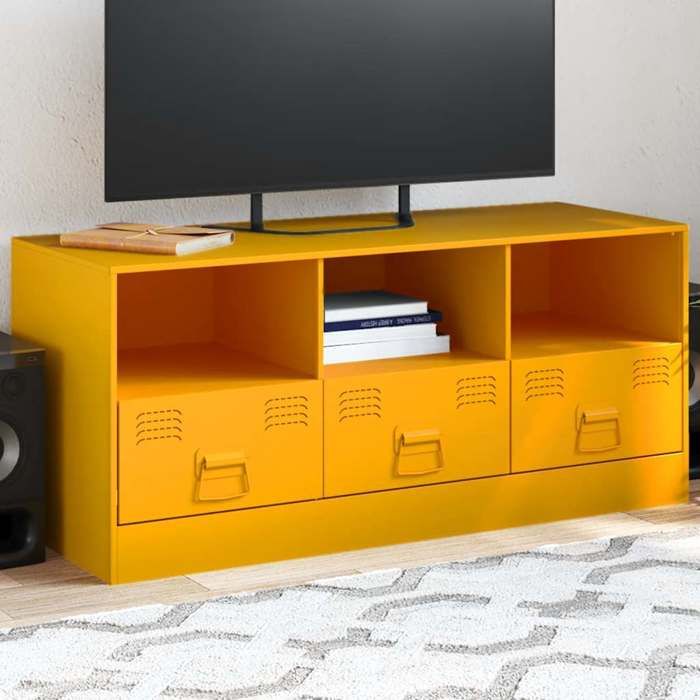 vidaXL Meuble TV jaune moutarde 99x39x44 cm acier 841736