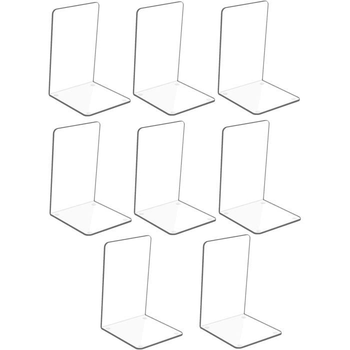 Lot de 8 serre-livres en acrylique transparent avec autocollants antidérapants pour chambre à coucher bibliothèque bureau