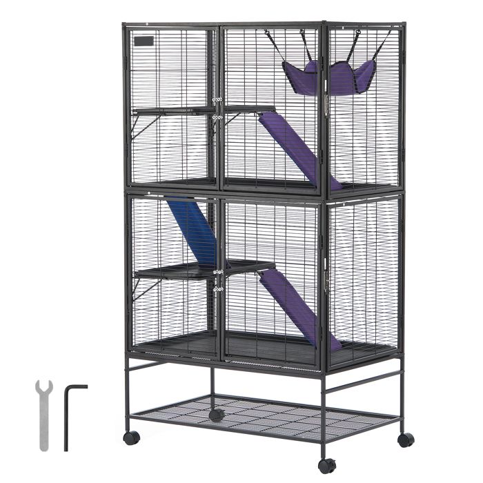 Cage à Furet - DUOKU - JM-XC-084 - 164 cm - 4 Niveaux - Spacieuse et Facile à Assembler