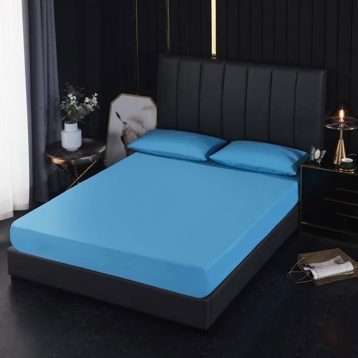 Protège matelas 160x200-30cm Alèse Imperméable et Micro Respirante Souple et SilencieuxBleu 160 x 200 - 30 cm Étiquette
