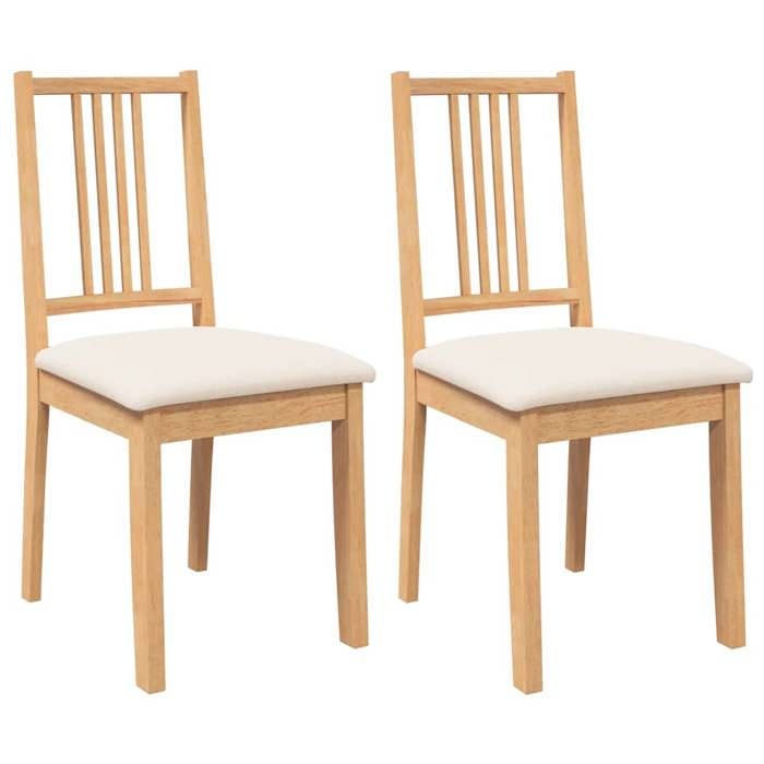 SOLO Chaises de Cuisine et Salon - coussins 2 pcs - Fauteuil salon - naturel bois massif caoutchouc LL1633