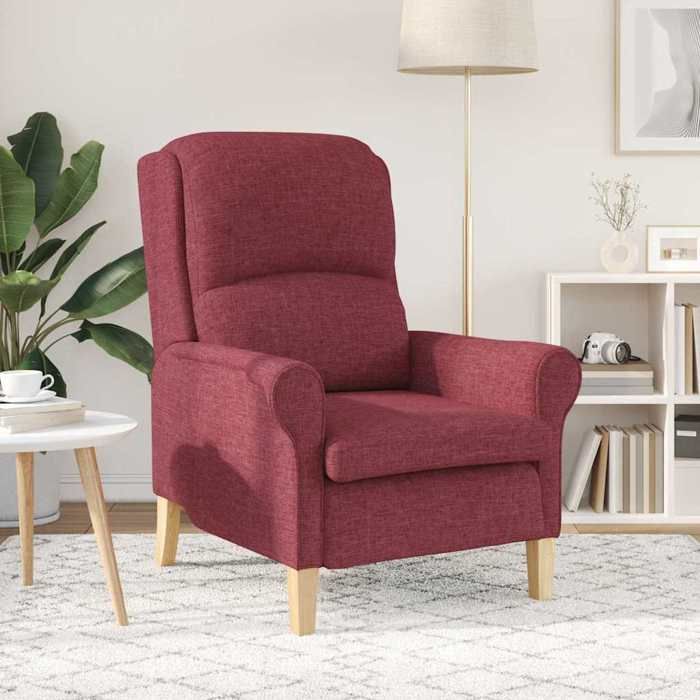 CLARENCE® Fauteuil simple - Chaise-Canapé - pour salon/chambre/bureau - Rouge bordeaux 76x94x102 cm tissu LV5369