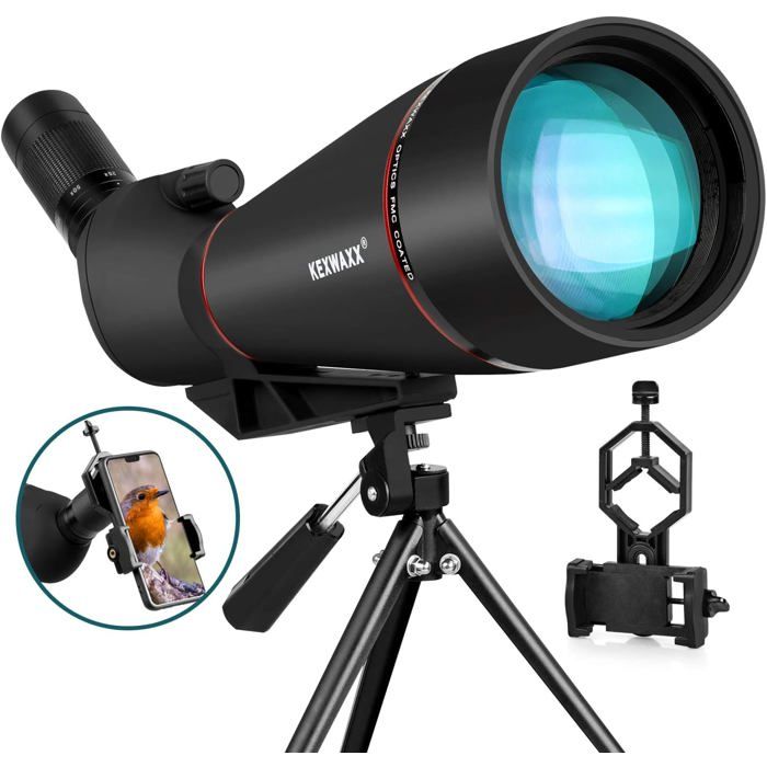 HURRISE Longue-vue d'observation 25-75x60 avec trépied et adaptateur
