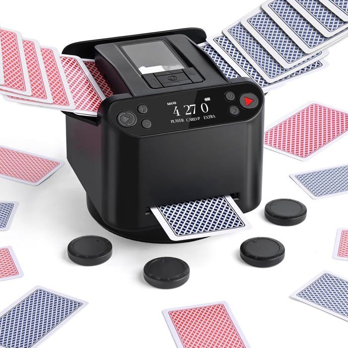 HAMON Mélangeur De Cartes Électrique 2 En 1 - Rotation 360° Rechargeable Pour 1 à 8 Joueurs, UNO, Poker, Blackjack