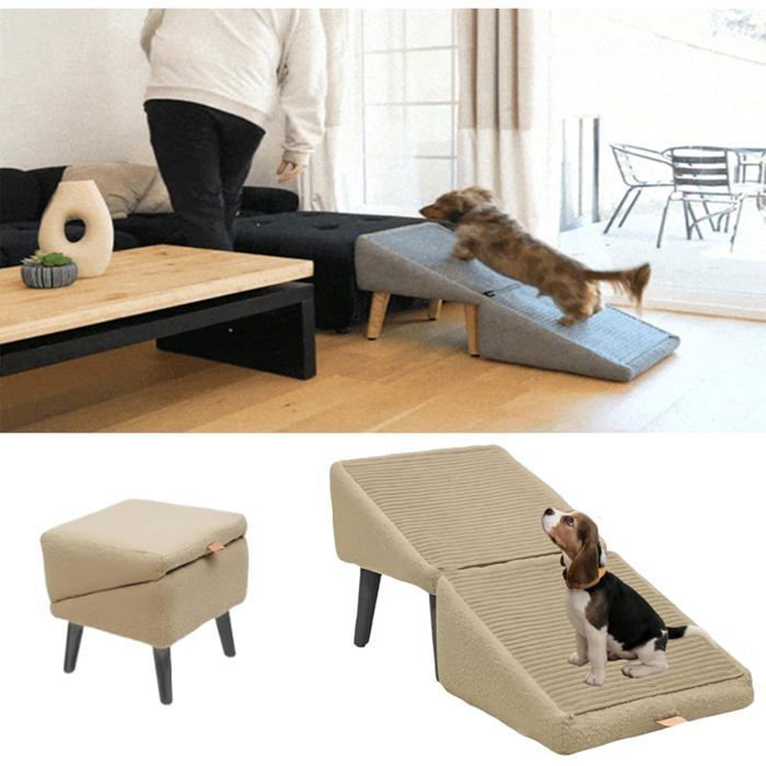Générique Escalier pour Petits Chiens Rampe pour Chien Canapé-Lit Pliable pour Voiture Antidérapant Marches Légères Et Pliables