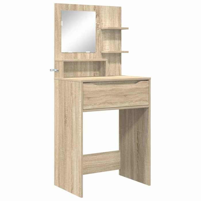 Coiffeuse avec tiroir - GKO - Chêne Sonoma - 60x39 5x135 cm - Grand espace de stockage - Tiroirs - Miroir plan