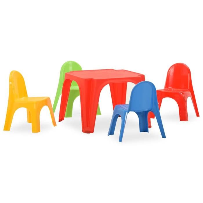 Ensemble table et chaises enfants - Happiness - Multicolore - 55x55x375 cm - 100% PP - Résistance aux UV
