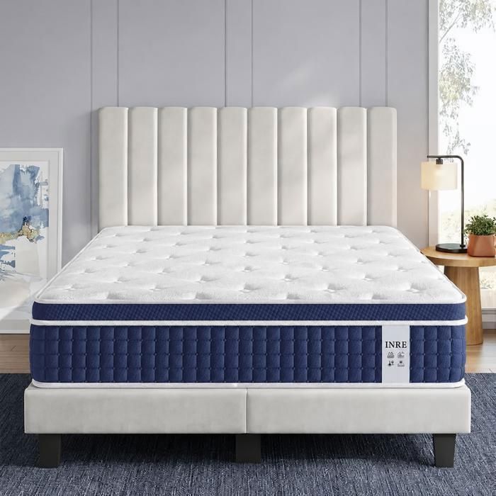 Matelas Hybride 160x200 cm INRE 30 cm dépaisseur Ressorts Ensachés + Mousse Haute Résilience 7 Zones de Confort Soutien Ferme