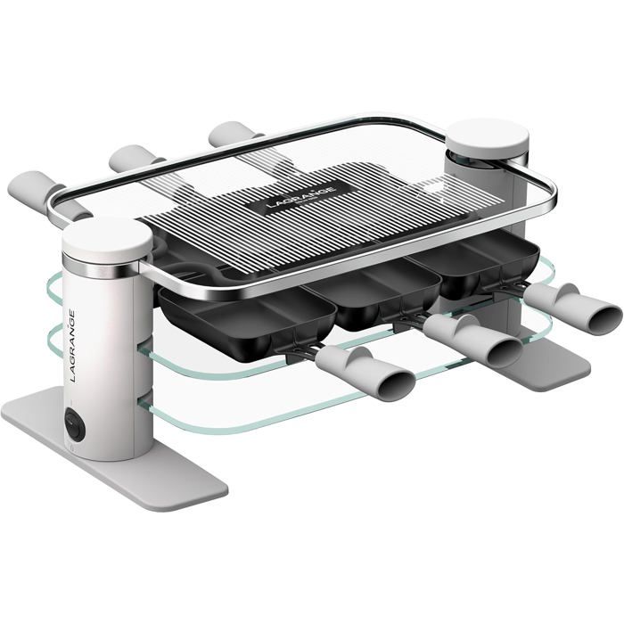 Appareil À Raclette 6 Personnes 750 W Plateaux Verre Plateau Supérieur Démontable Pour Nettoyage Simplifié Repose Poêlon[GA257]