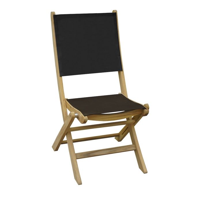 Chaise pliante - NEWTON - Teck FSC 100% - Assise et dossier en TPEP noir Chaise pliante - NEWTON - Teck FSC 100% - Assise et dossier en TPEP noir