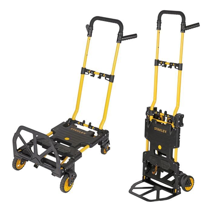 Stanley Diable Pliant avec Fonction Chariot de Transport - Chariot Pliable jusquà 137Kg - Chariot À Roulettes avec Roues Caoutchouc Jaune - vue 1