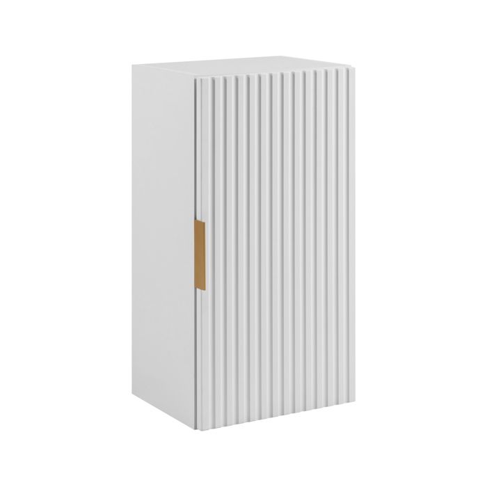 Colonne de salle de bain - 3XELIVING - 35x27x68 cm - Suspendue - Blanc - Poignée dorée