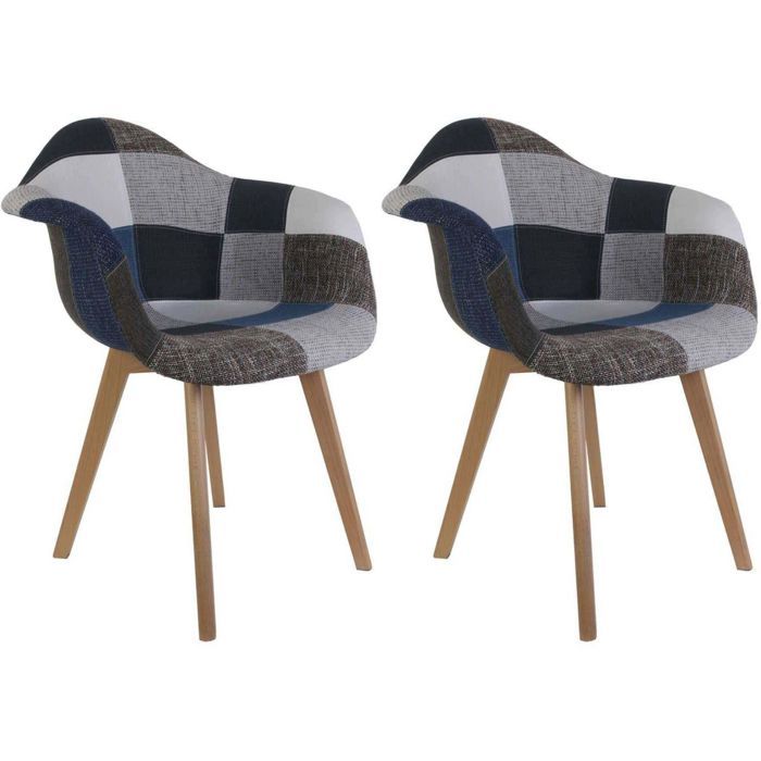 fauteuil patchwork - bleu et gris