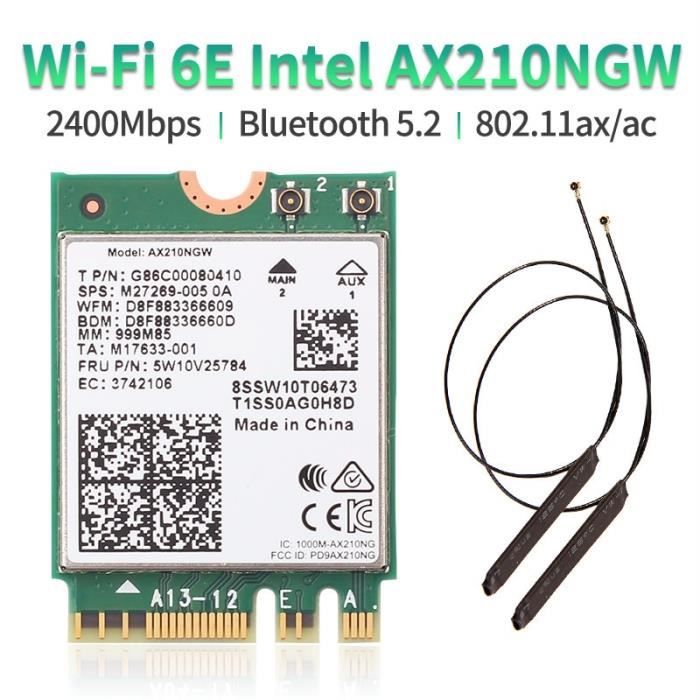 Antenne AX210NGW - Carte Wifi Sans Fil Intel Ax210 802.11ax 6e