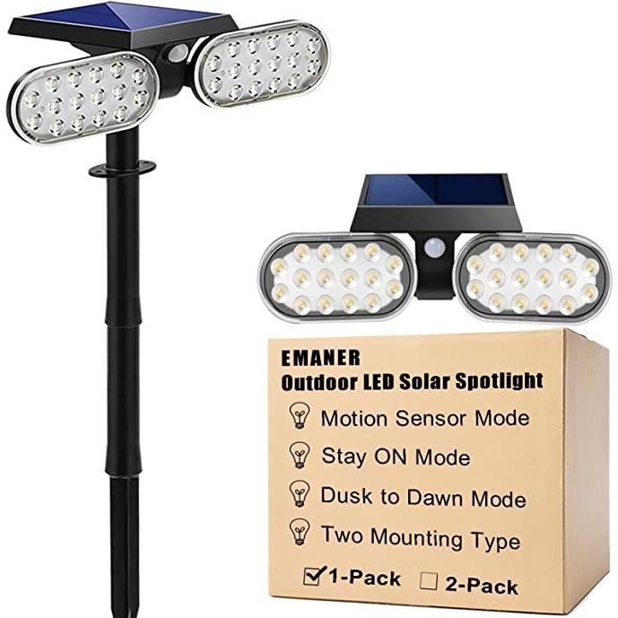 2 Pièces Lampes Solaires à Clipser, Lumières De Clôture Solaires Imperméables Extérieures, 3